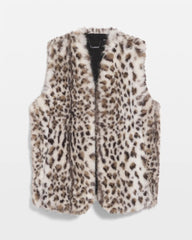 Chico's Women | Snow Leopard Faux Fur Vest CREAM