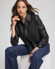 Chico's Women | Faux Leather Zip-Front Jacket BLACK