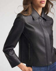 Chico's Women | Faux Leather Zip-Front Jacket BLACK