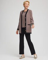 Chico's Women | Travelers™ Tipped Button-Down Cardigan DEEP TAUPE