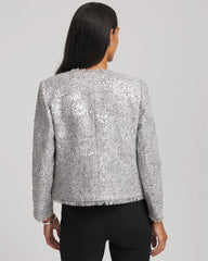 Chico's Women | Silver Sequins Tweed Jacket SILVER