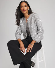 Chico's Women | Silver Sequins Tweed Jacket SILVER