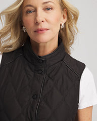 Chico's Women | Rib Trim Quilted Vest BLACK