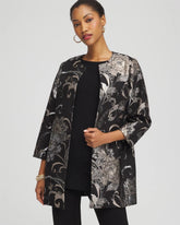 Chico's Women | Travelers™ Collection Jacquard Floral Shine Jacket TRAVELERS BLACK