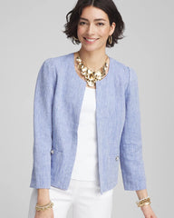 Chico's Women | Collarless Linen Blazer BLUE