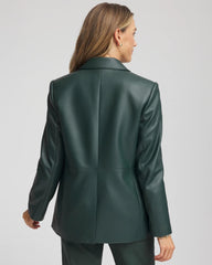 Chico's Women | Faux Leather Blazer DARKEST SPRUCE