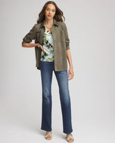 Chico's Women | Suede Collared Long-Sleeved Shacket NETTLE LEAF