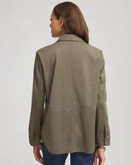 Chico's Women | Suede Collared Long-Sleeved Shacket NETTLE LEAF
