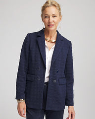 Chico's Women | Textured Single-Breasted Knit Blazer PASSPORT BLUE