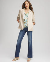 Chico's Women | Faux Leather Blazer IVORY WHEAT