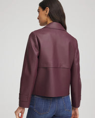 Chico's Women | Faux Leather Trench Coat BLACKENED BURGUNDY
