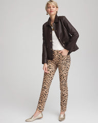 Snap Front Faux Leather Jacket