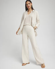 Chico's Women | Linen Blend Stretch Stripe Blazer FLAX