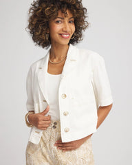Chico's Women | Soft-Stretch Short Cotton Shacket ECRU