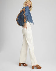 Cropped-Fit Fringe Denim Jacket