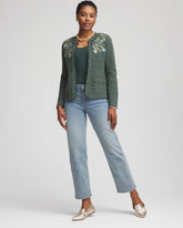 Chico's Women | Embroidered Cotton-Blend Jacket DARKEST SPRUCE