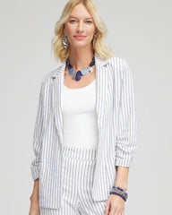 Chico's Women | Striped Linen Stretch Blazer ALABASTER