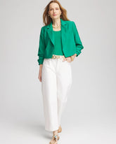 Chico's Women | Cropped Ruched Sleeve Blazer EDEN GREEN