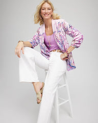 Ruched Sleeve Paisley Blazer