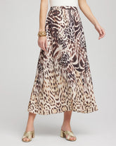 Chico's Women | Animal Bengal Marks Faux Satin Skirt BLACK