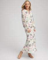 Chico's Women | Floral Embroidered Crinkle Maxi Skirt ECRU