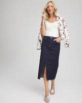 High-Rise Straight Stretch-Denim Skirt