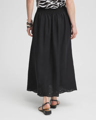 Chico's Women | Linen Embroidered Scallop Hem Skirt BLACK
