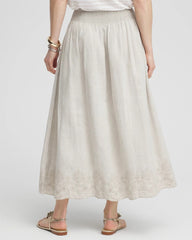 Linen Embroidered Scallop Hem Skirt
