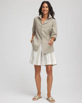 Chico's Women | Striped Cotton-Linen Pull-On Utility Shorts ECRU
