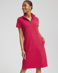 Chico's Women | Zenergy® UPF Knit Stripe Half-Zip Dress RED GLOW