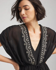 Chico's Women | Miraclesuit® Beach Embroidered Long Kimono BLACK