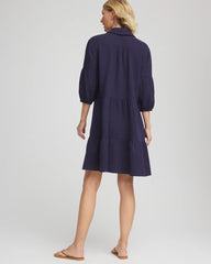 Chico's Women | Woven Tiered Swim Cover-Up Dress PASSPORT BLUE
