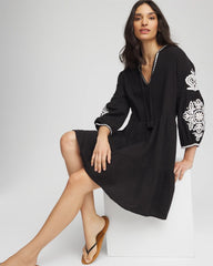Chico's Women | Woven Embroidered Swim Cover-Up BLACK