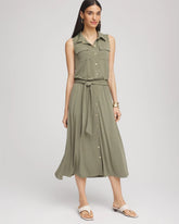 Chico's Women | Travelers™ Knit Sleeveless Shirtdress DUSTY OLIVE