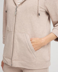 Chico's Women | Zenergy® French Terry Full-Zip Jacket LIGHT TAUPE HEATHER
