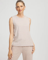 Chico's Women | Zenergy® UPF Sleeveless Metallic-Striped Tank LIGHT TAUPE HEATHER