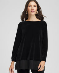 Chico's Women | Travelers™ Chiffon Hem Velvet Tunic TRAVELERS BLACK