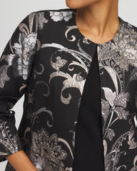 Chico's Women | Travelers™ Collection Jacquard Floral Shine Jacket TRAVELERS BLACK