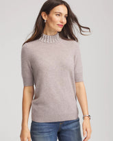 Chico's Women | Cashmere Pearl Mockneck Sweater TAUPE HEATHER