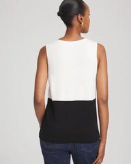 Chico's Women | Colorblock V-neck Sweater Tank ECRU