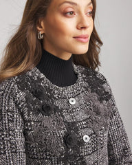 Chico's Women | Embroidered Metallic Tweed Cardigan GRAY
