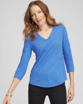Chico's Women | Slub 3/4 Sleeve Tee BLUE PEARL