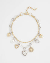 Chico's Women | Mixed Metal Heart Charm Necklace MIXED METALS