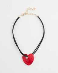 Chico's Women | Red Enamel Heart Pendant Necklace RED