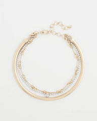 Chico's Women | Mixed Metal Link Triple-Strand Necklace MIXED METALS