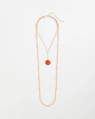 Chico's Women | Convertible Beaded Pendant Necklace ORANGE