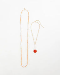 Chico's Women | Convertible Beaded Pendant Necklace ORANGE