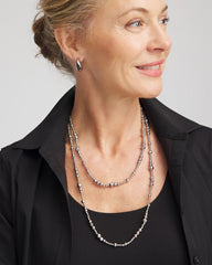 Chico's Women | Silvertone Long Beaded Necklace SILVER