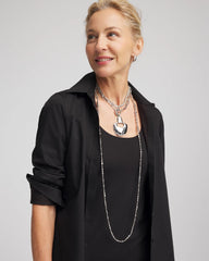 Chico's Women | Silvertone Long Beaded Necklace SILVER