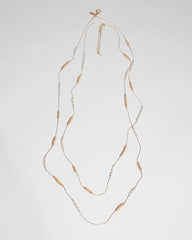 Chico's Women | Long Faux-Pearl and Goldtone Double-Strand Necklace GOLD